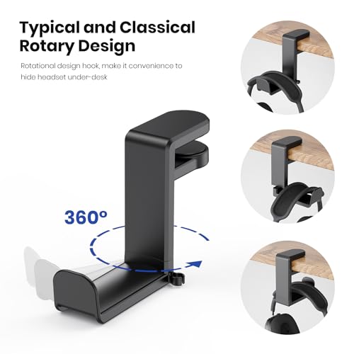 Adjustable PC Gaming Headset Hanger with Cable Clip
