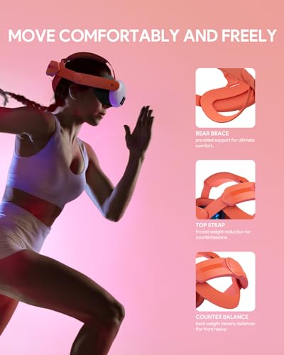 Aubika Adjustable Orange Head Strap for Meta Quest