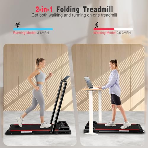 MUDFAC 2-in-1 Compact Walking Pad Treadmill