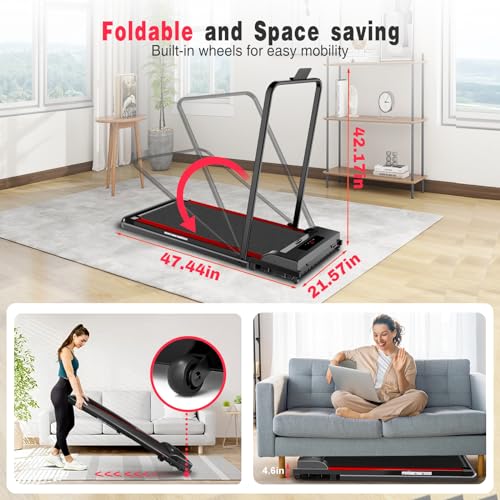 MUDFAC 2-in-1 Compact Walking Pad Treadmill