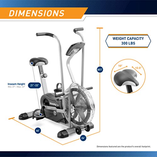 Marcy Adjustable Upright Fan Bike for Cardio