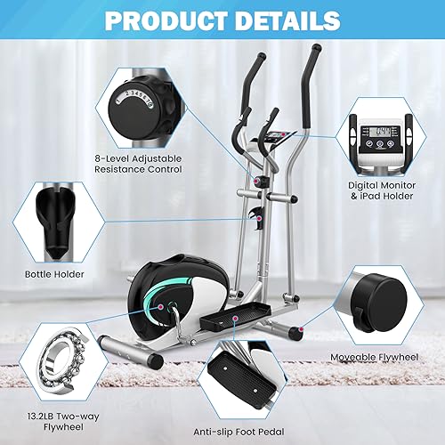 Dripex Magnetic Elliptical Trainer with Heart Rate Monitor
