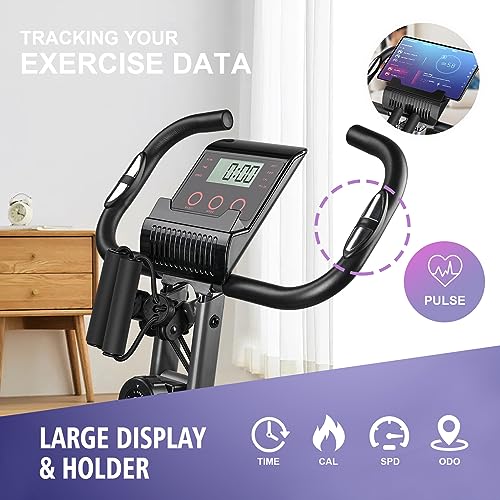 Portable Adjustable Folding Exercise Bike with LCD Monitor