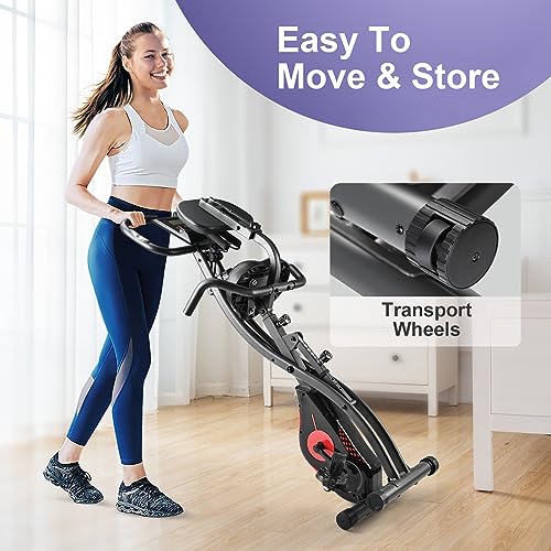 Portable Adjustable Folding Exercise Bike with LCD Monitor