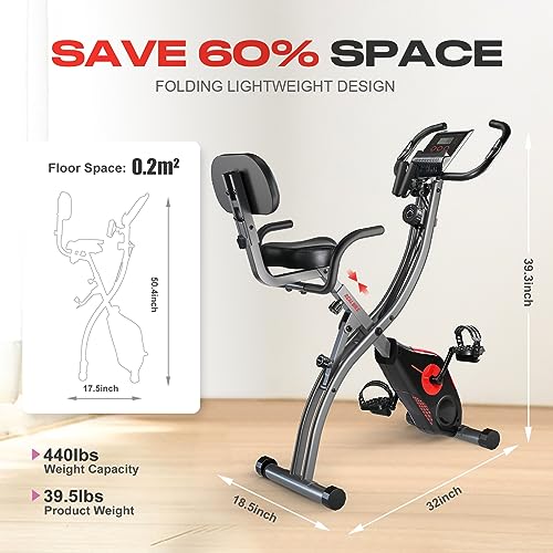 Portable Adjustable Folding Exercise Bike with LCD Monitor