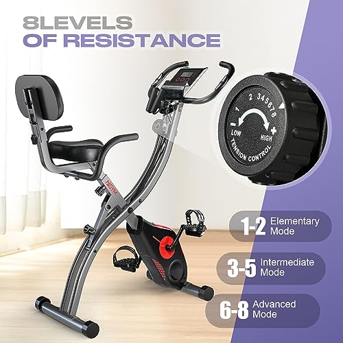 Portable Adjustable Folding Exercise Bike with LCD Monitor