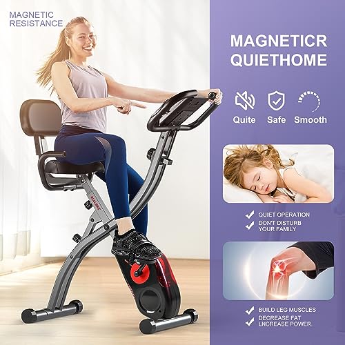 Portable Adjustable Folding Exercise Bike with LCD Monitor