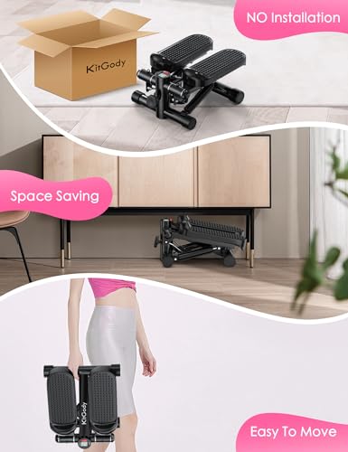 KitGody Mini Stepper with Resistance Bands, Adjustable Fitness