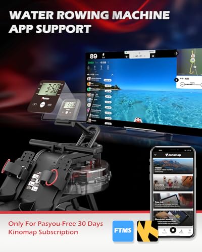 Foldable Water Rowing Machine with Bluetooth and Monitor