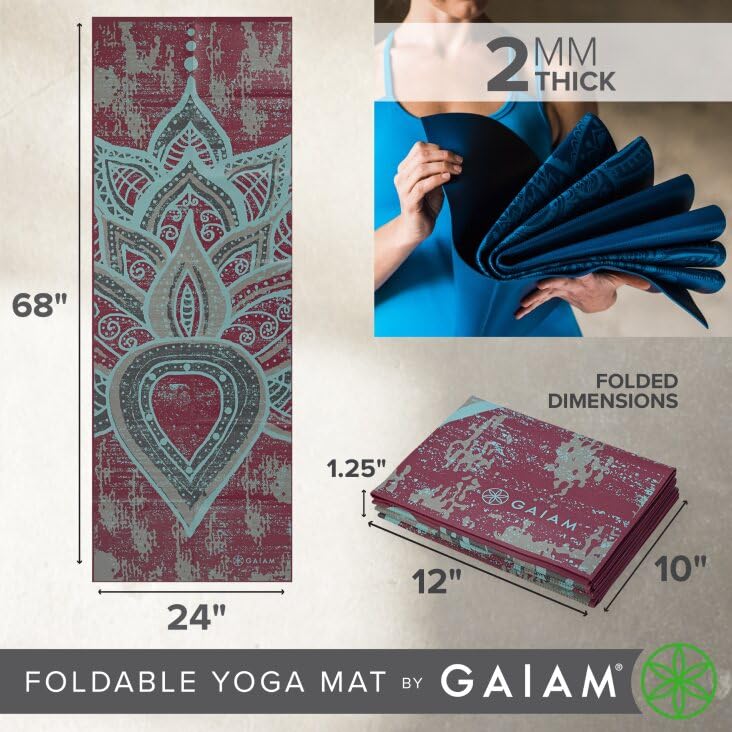 Gaiam Foldable Yoga Mat for Travel & Fitness