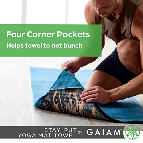Gaiam Lake Stay Put Yoga Towel Mat 68"x24