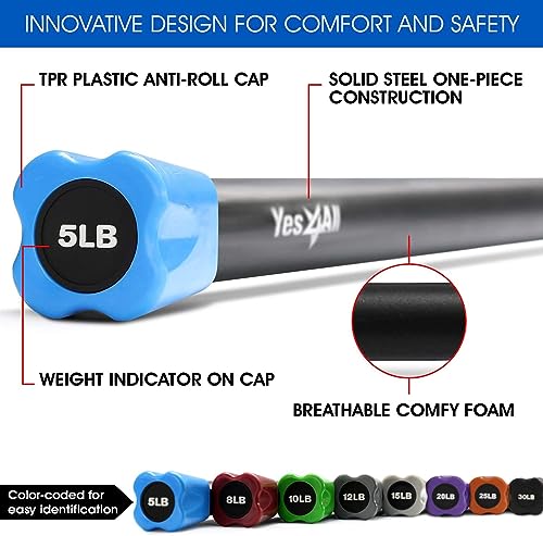 Yes4All Weighted Pilates Bar for Total Body Workout