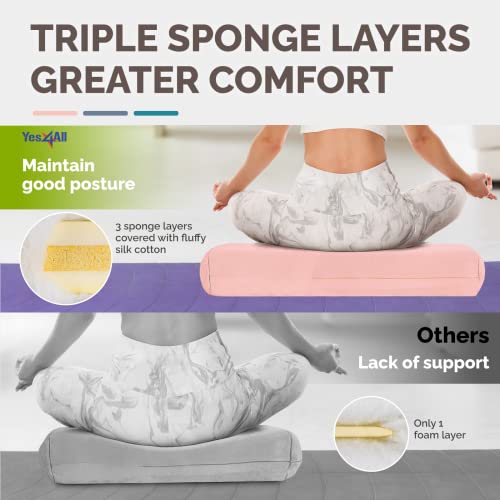 Yes4All Triple-Layer Sponge Yoga Bolster Pillow for Restorative Yoga & Meditation