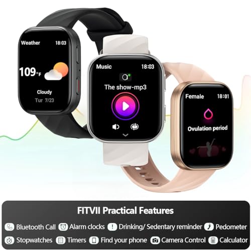FITVII Fitness Tracker 2024 with Calling, Heart Rate, Waterproof
