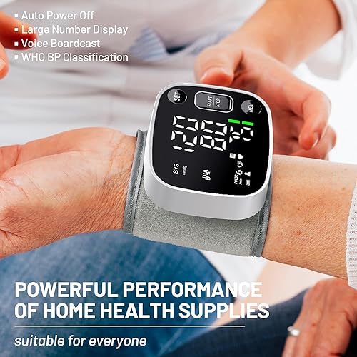 Rechargeable Wrist Blood Pressure Monitor with LED Display