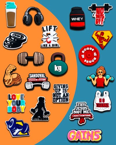 35PCS Gym Shoe Charms for Clog Decoration, Fitness