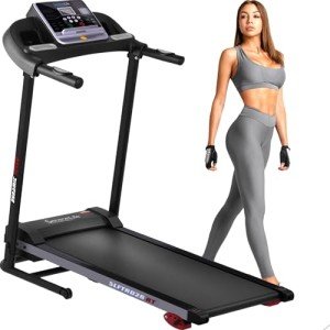 SereneLife Folding Treadmill- Home Fitness Equipment with LCD, Cardio