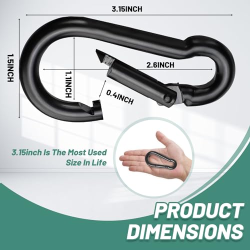 4 Pack Heavy Duty 3.1" Steel Carabiners for Fitness