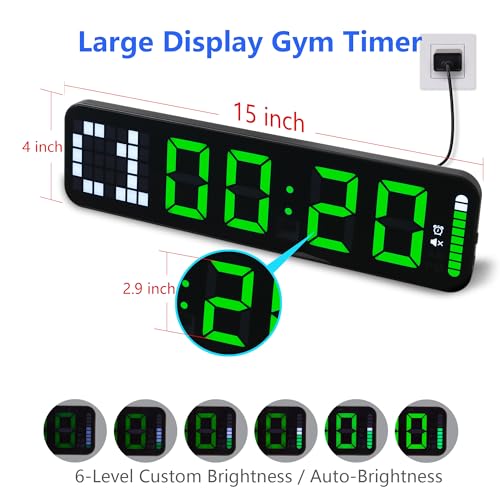 15'' Gym Timer Wall Clock with Remote Control