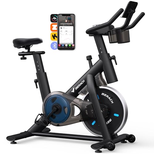 MERACH Exercise Bike with Exclusive App and Dumbbell Rack