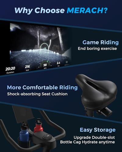 MERACH Exercise Bike with Exclusive App and Dumbbell Rack