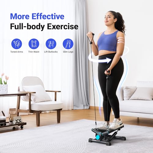 MERACH Mini Stepper with Resistance Bands for Home Workout