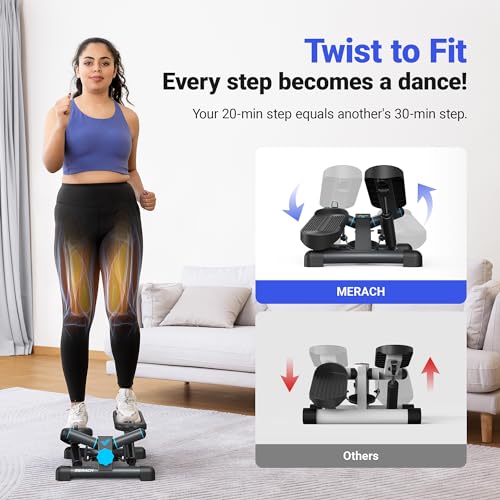 MERACH Mini Stepper with Resistance Bands for Home Workout