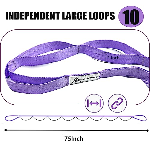 Non-Elastic Yoga Strap with Loops, Workout Guide - Purple