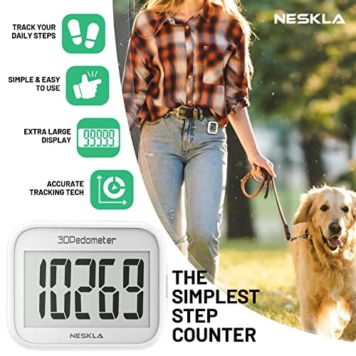 NESKLA 3D Pedometer: Simple Step Counter, Large Display