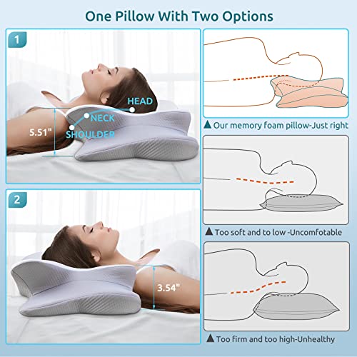 DONAMA Contour Memory Foam Cervical Support Pillow with Pillowcase