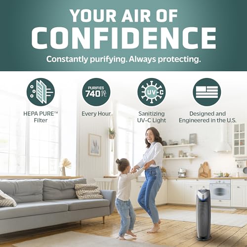 GermGuardian Large Room Air Purifier Removes 99.97% of Pollutants