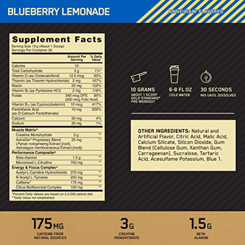 Gold Standard Blueberry Lemonade Pre-Workout Formula