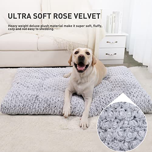 Deluxe Washable Plush Dog Bed - Gray