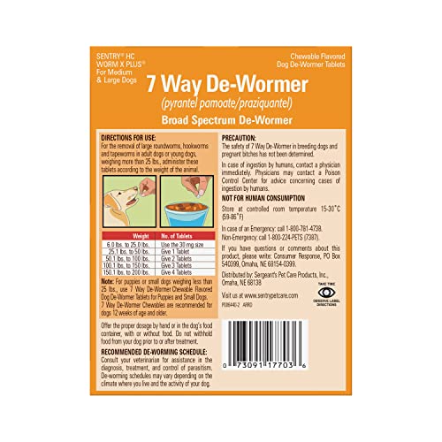 7 Way De-Wormer for Medium & Large Dogs, 2 Count