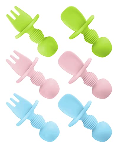 6pcs Silicone Baby Spoon & Fork Set - Weaning Utensils