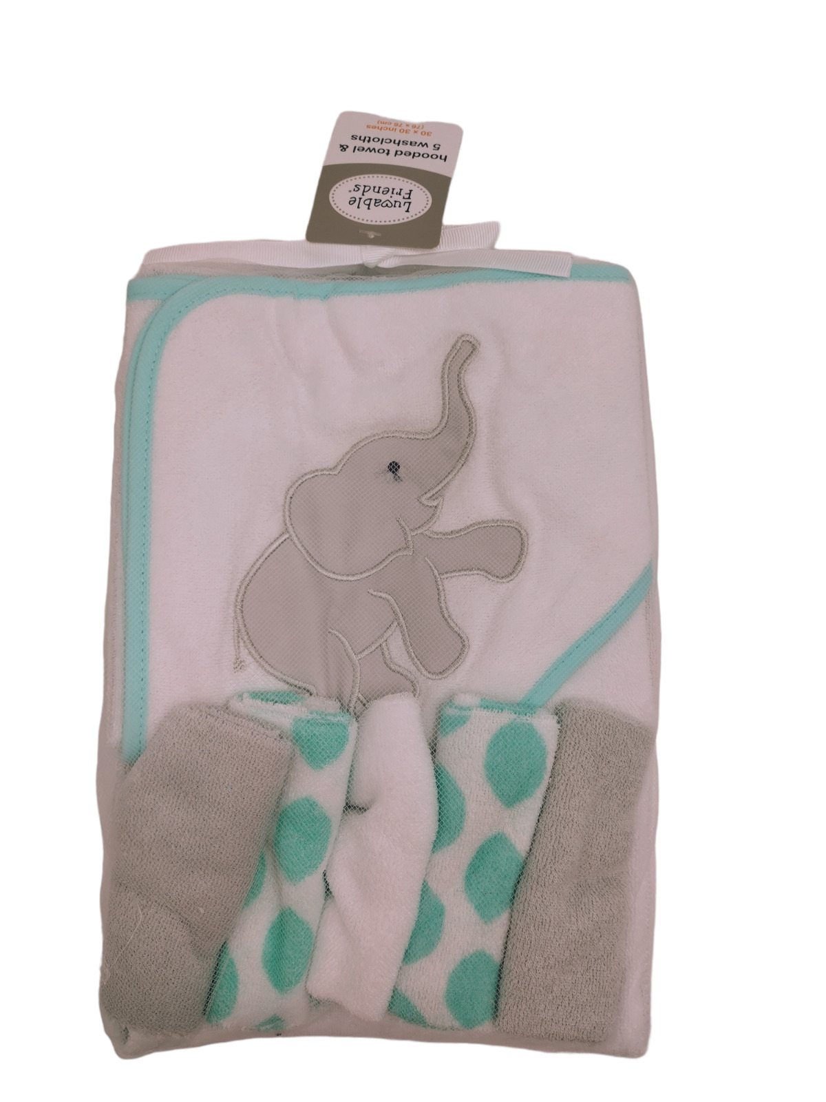 Elephant Hooded Towel with 5 Washcloths