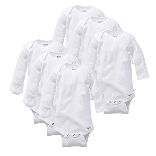 Gerber Baby Girls' 6-Pack Long-Sleeve Mitten-Cuff Onesies Bodysuit