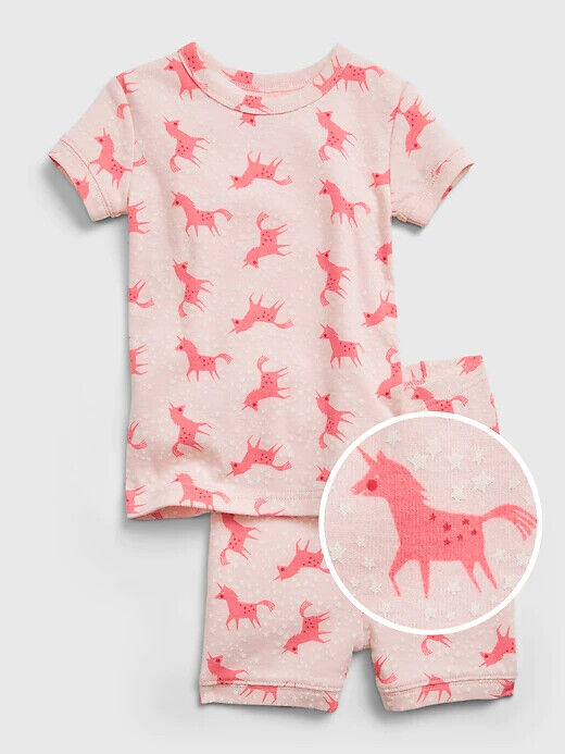 Organic Toddler Girl's Unicorn Pajama Shorts