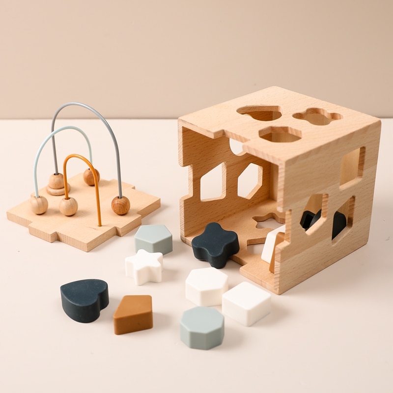 Montessori Shape Matching Blocks for Toddlers