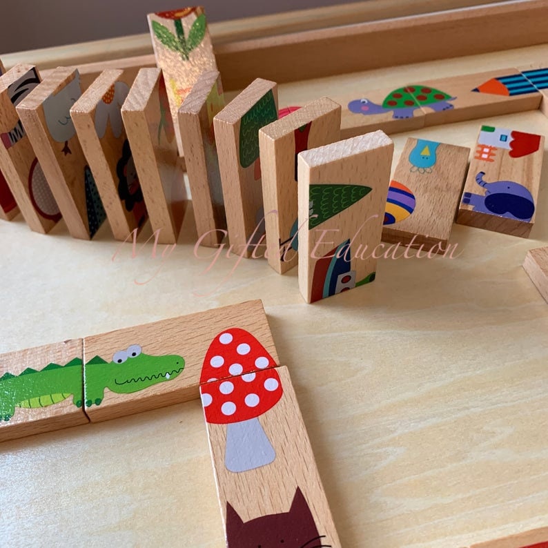 Wooden Domino Balance Stacking Puzzle for Kids
