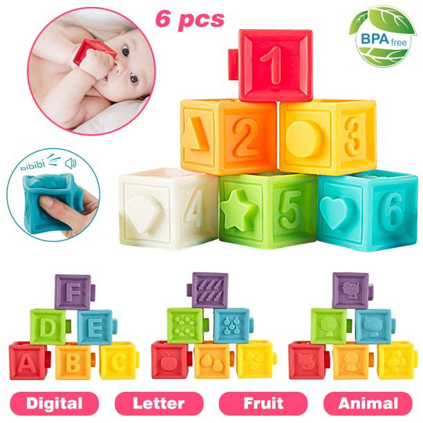 Soft Baby Building Blocks for Teething & Stacking