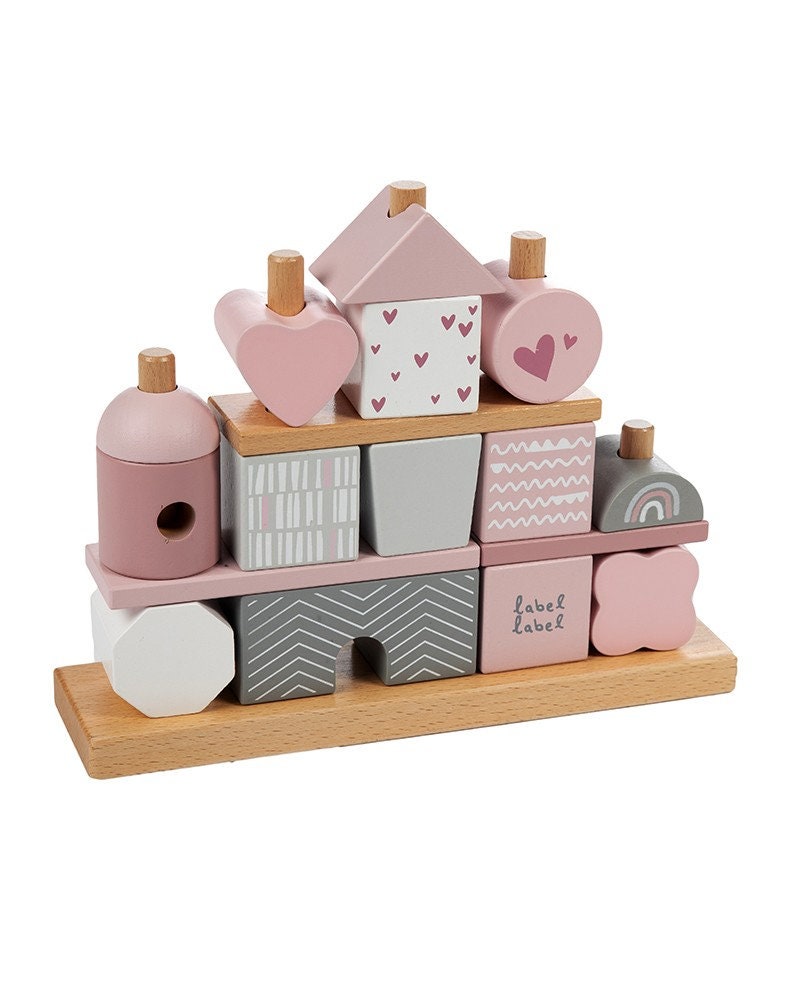 Personalized Pink Stacking Blocks for Baby