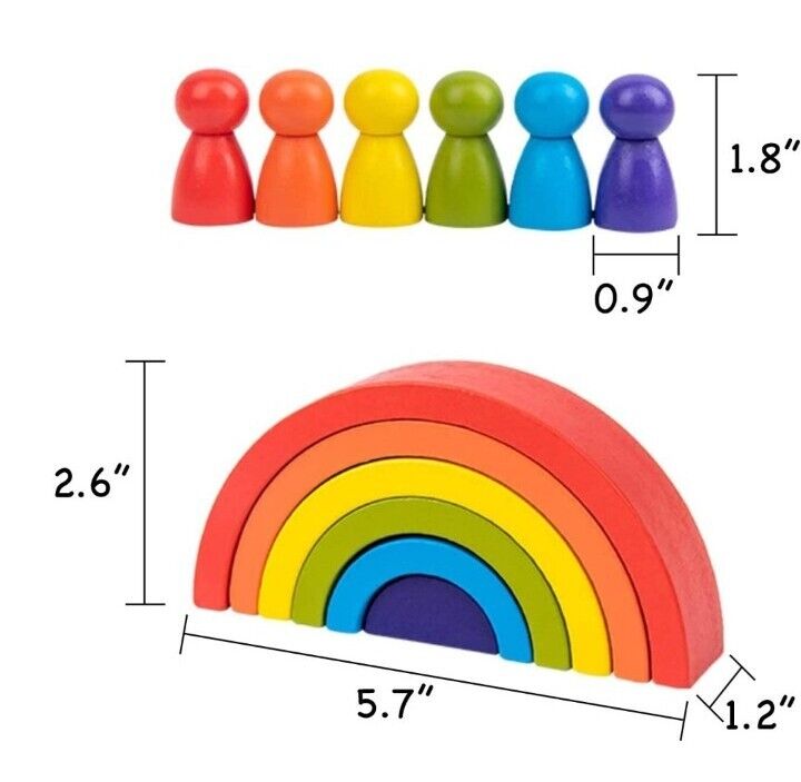 Rainbow Stacking Blocks & People - 12 Piece Set