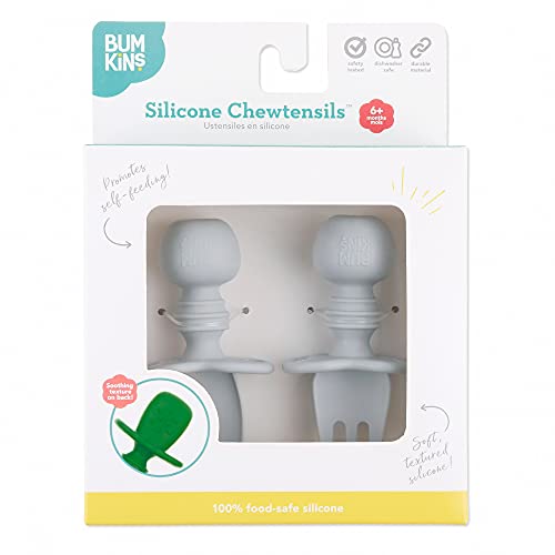 Silicone Baby Fork and Spoon Set - Gray