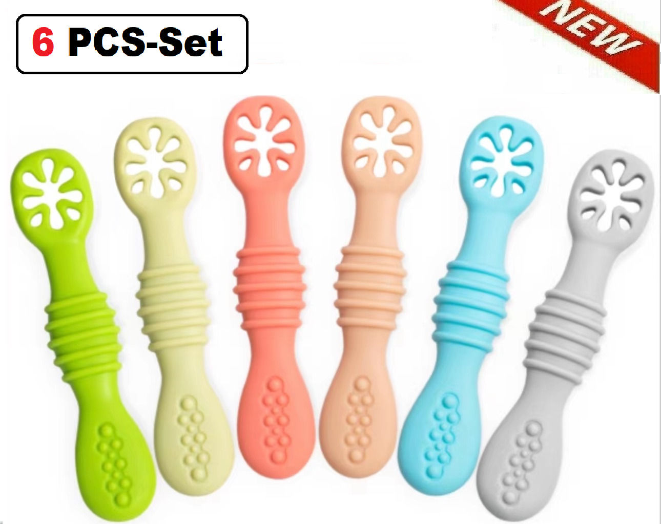 6-pc Silicone Baby Spoons for Weaning