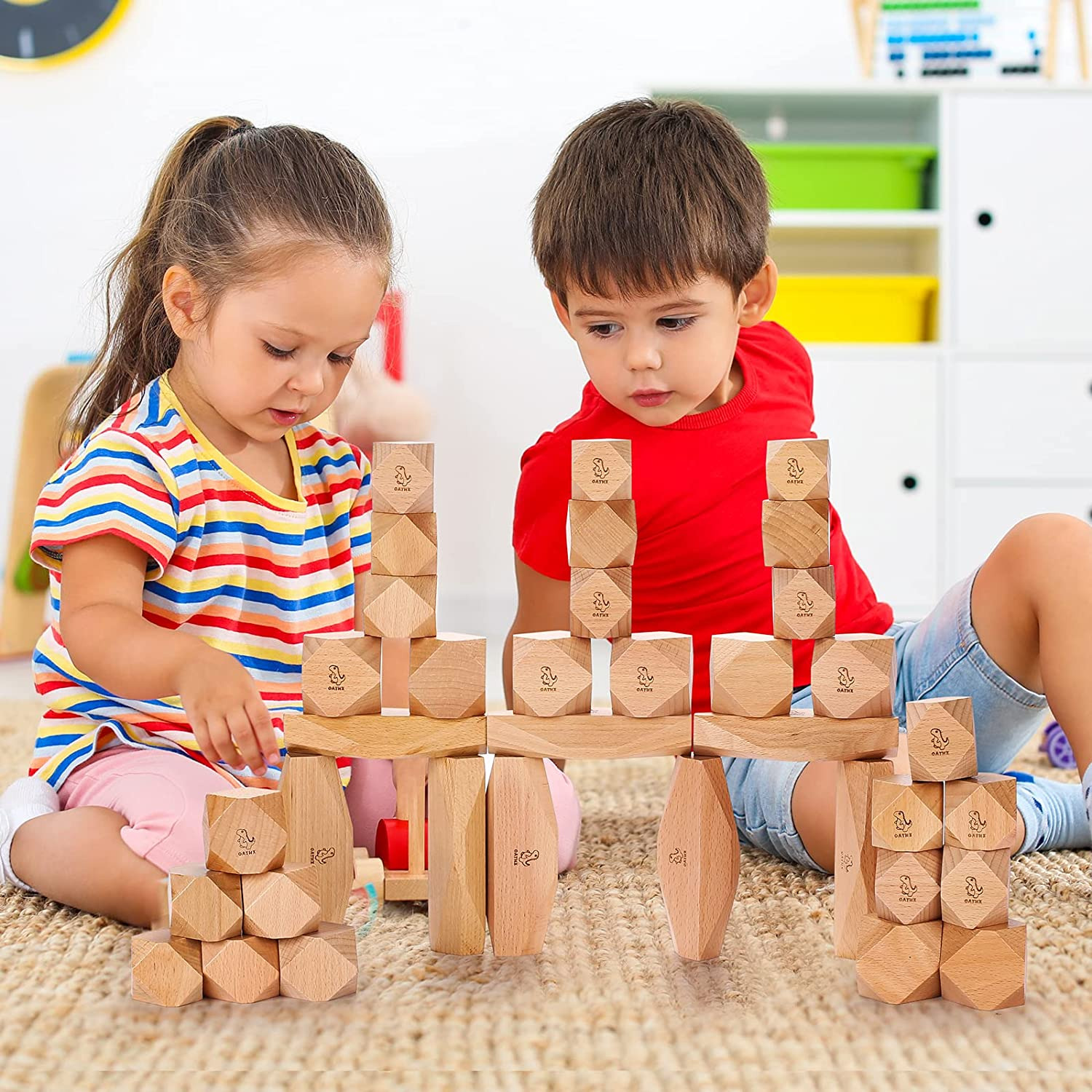 Wooden Montessori Stacking Blocks for Babies