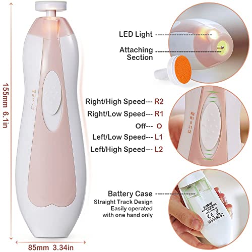 Electric Baby Nail Trimmer with LED Light, Pink