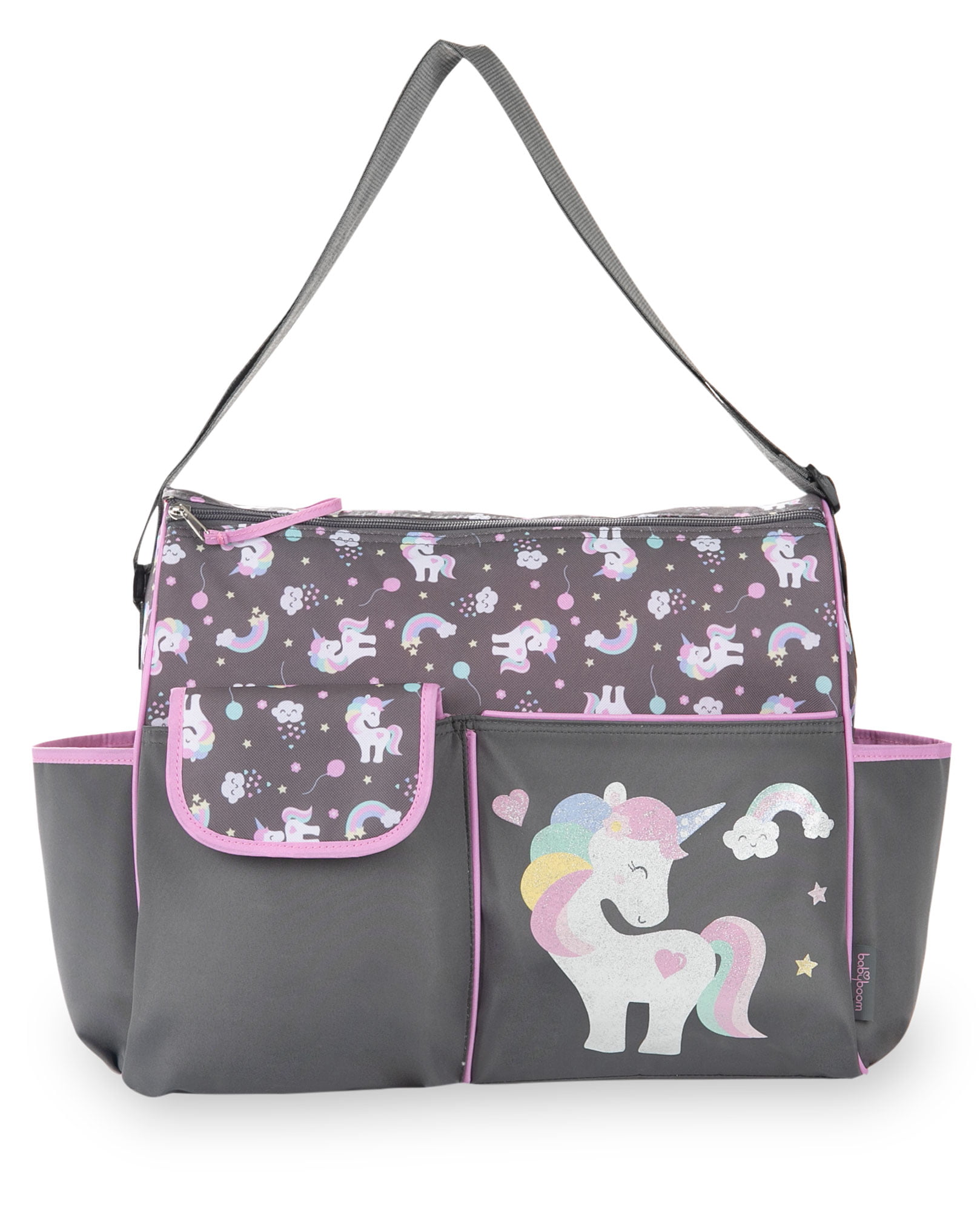Happy Unicorn Gray Diaper Bag Duffle