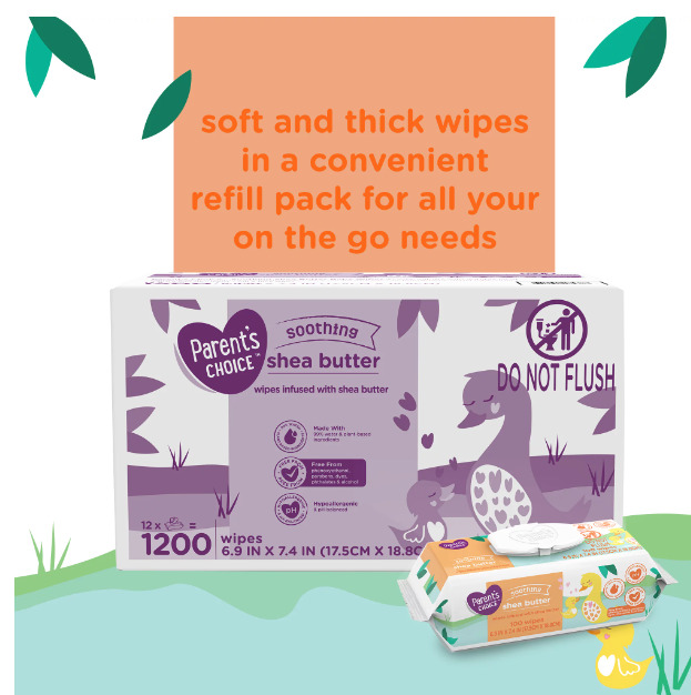 Parent's Choice Shea Butter Baby Wipes Count 1200
