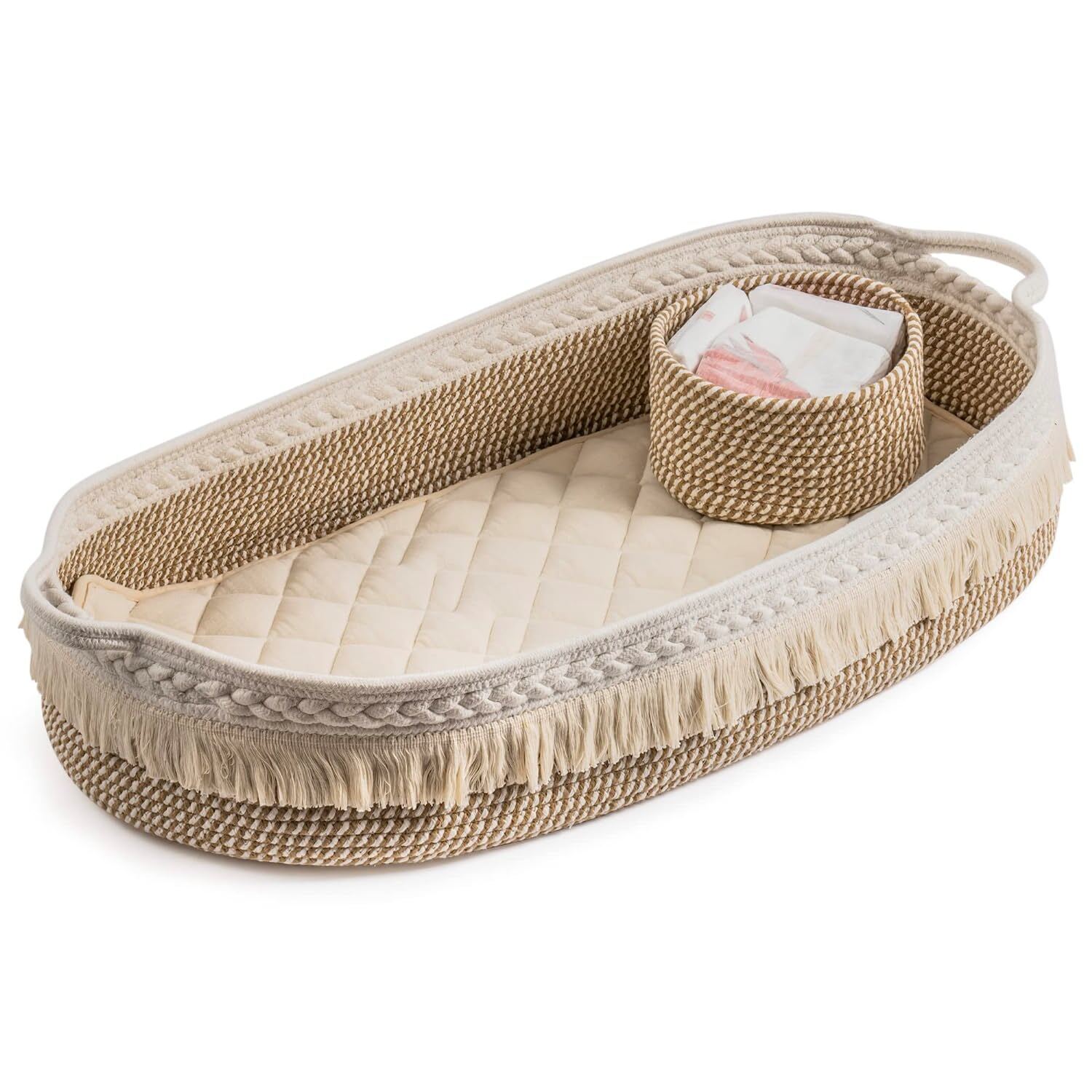 Handmade Woven Cotton Rope Baby Moses Basket